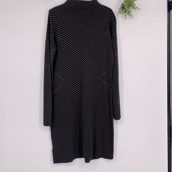 Cynthia Rowley Knitted Mock Neck Sweater Dress Chevron Long Sleeve Olive Black M - Picture 6 of 10